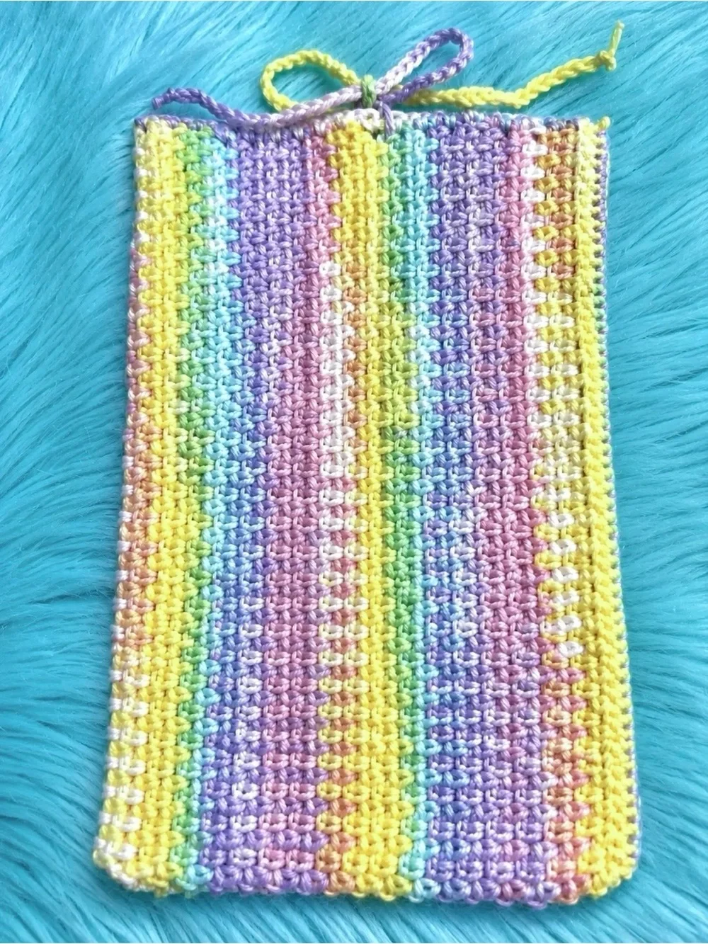 PinkRainCloud Handmade Pastel Crochet Book Pouch Sleeve Pouch Soft Textured
